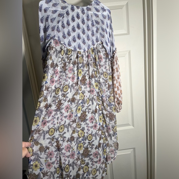 Free People Getaway Goa Top Buttondown High Low Sheer Tunic Floral Sz S Cruise - Picture 5 of 5